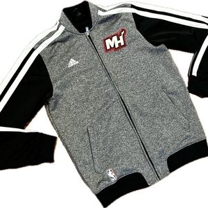 adidas Miami Heat On-Court Winter Full Zip Track Jacket - Charcoal/Black